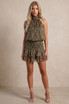 Khaki Paisley Halter Skort Dress