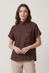 Mandarin Collar Loop Closure Blouse
