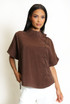Mandarin Collar Loop Closure Blouse