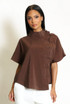 Mandarin Collar Loop Closure Blouse