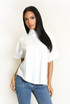 Mandarin Collar Loop Closure Blouse