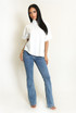 Mandarin Collar Loop Closure Blouse