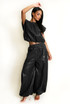 PU Balloon Blouse and Trouser Set