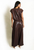 PU Balloon Blouse and Trouser Set