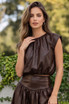PU Balloon Blouse