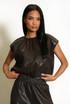 PU Balloon Blouse