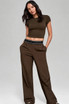 Banded Waist Wide Leg Trousers