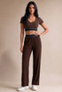 Banded Waist Wide Leg Trousers