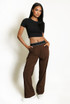 Banded Waist Wide Leg Trousers