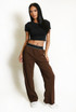 Banded Waist Wide Leg Trousers