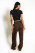 Banded Waist Wide Leg Trousers