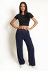 Banded Waist Wide Leg Trousers