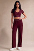 Banded Waist Wide Leg Trousers
