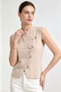 Asymmetrical Golden Buttons Waistcoat