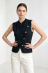 Asymmetrical Golden Buttons Waistcoat