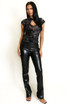 Sheer Flocking Mandarin Top