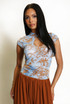 Sheer Flocking Mandarin Top