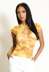Sheer Flocking Mandarin Top