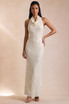 Sequin Halterneck Open Back Maxi