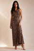 Sequin Halterneck Open Back Maxi