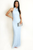 Sequin Halterneck Open Back Maxi Dress