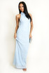 Sequin Halterneck Open Back Maxi Dress