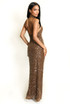 Sequin Halterneck Open Back Maxi