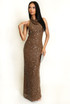 Sequin Halterneck Open Back Maxi