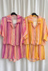 Crinkle Stripes Blouse and Shorts Set