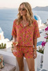 Crinkle Floral Blouse and Shorts Set