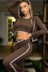 Contrast Lining Vest Zipper and Flare Leggings Set