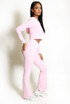 Contrast Lining Vest Zipper and Flare Leggings Set