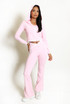Contrast Lining Vest Zipper and Flare Leggings Set