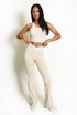 Contrast Lining Vest Zipper and Flare Leggings Set