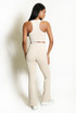 Contrast Lining Vest Zipper and Flare Leggings Set