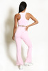 Contrast Lining Vest Zipper and Flare Leggings Set