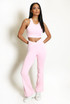 Contrast Lining Vest Zipper and Flare Leggings Set