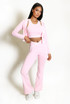 Contrast Lining Vest Zipper and Flare Leggings Set