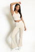 Contrast Lining Vest Zipper and Flare Leggings Set