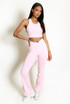 Contrast Lining Vest Zipper and Flare Leggings Set