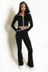 Contrast Lining Vest Zipper and Flare Leggings Set