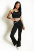 Contrast Lining Vest Zipper and Flare Leggings Set