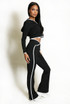 Contrast Lining Vest Zipper and Flare Leggings Set