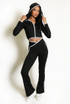 Contrast Lining Vest Zipper and Flare Leggings Set