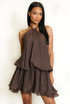 Chiffon Halterneck Mini Dress
