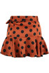 Satin Polka Dot Satin Belted Skort