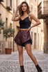 PU Flowing Shorts with Ruffle Hem