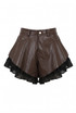 PU Flowing Shorts with Ruffle Hem