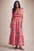 Tie Shoulders Striped Maxi Dress