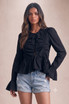 Pleated Ruffle Hem Blouse